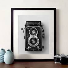 Rolleiflex pôster da câmera antiga, preto e branco, câmera vintage, impressão hipster, presente, fotografia, arte da parede, pintura de tela, decoração retrô 2024 - compre barato