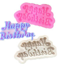 Molde de silicona para Fondant con letras de feliz cumpleaños, herramienta para manualidades de azúcar y velas, molde para pastel de Chocolate, bricolaje, herramientas de decoración para hornear, 3D, Rosa 2024 - compra barato