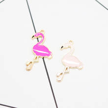Esmalte flamingo encantos para fazer jóias bonito brinco pingente pulseira colar encantos diy design encantos 2024 - compre barato