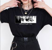 Camiseta japonesa de anime de attack on titan, camiseta feminina levi ackerman, estampa de olhos, punk escuro, ulzzang harajuku, folgada, gótica, para mulheres 2024 - compre barato