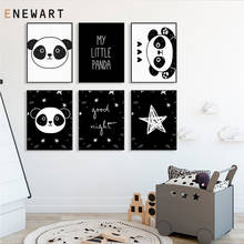Минималистичная детская настенная живопись на холсте, черно-белая кавайная панда, постер с принтом, скандинавские детские украшения для спальни, фотографии 2024 - купить недорого