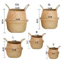 Seagrass Wickerwork Basket Rattan Hanging Flower Pot Dirty Laundry Hamper Storage Basket Dropshipping 2024 - buy cheap