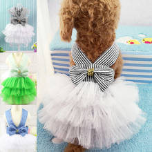 Summer Dog Sling Dress Pet Dog Clothes For Small Dog Bowknot Lace Tullle Dress Breathable Cotton Jean Striped Puppy Dress 2024 - buy cheap