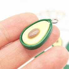 10pcs Kawaii Resin Avocado Charms Flatback Cabochon Pendants for DIY Jewelry Making Bracelets Necklace Earrings Keychain 16*27mm 2024 - buy cheap