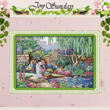 Garden Girl Patterns Counted Cross Stitch 11CT 14CT Cross Stitch Set Wholesale Scenery Cross-stitch Kit Embroidery Needlework 2024 - buy cheap