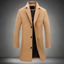 2019 осеннее и зимнее Мужское пальто, Мужская одежда, корейский стиль, приталенный Тренч средней длины, Мужская шерстяная куртка, Новая розовая 2024 - купить недорого