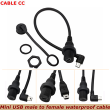 Cable impermeable IP67 de 0,3 m, Mini USB de 90 grados, macho a hembra, Conector de instalación de tablero de coche, cable de extensión 2024 - compra barato