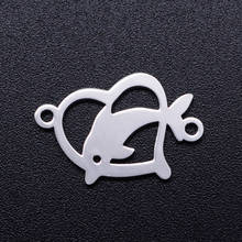 5pcs/lot Heart Dolphin Stainless Steel DIY Connector Charms Wholesale DIY Pendants for Necklace Making Factory Sale 2024 - buy cheap