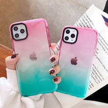 Transparent Gradient Shockproof Phone Case For iPhone 11 11 Pro Max XR XS Max X 8 7 Plus XS Soft TPU Anti-fall Bumper Back Cover 2024 - купить недорого