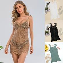 H80&S90 New Sexy Beach Cover Up Crochet Beachwear Women Beach Mini Dress Swimsuit Handmade Hollow Out Bikini  Knitted Tops 2024 - buy cheap