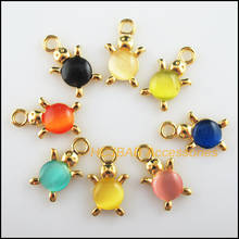 8Pcs Gold Color Animal Tortoise Mixed Stone Charms Pendants 14x23mm 2024 - buy cheap