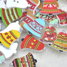 Botones de madera de campana de Navidad, botones decorativos de 2 agujeros, accesorios de costura de 24mm, suministros de álbum de recortes, 50 Uds., WB241 2024 - compra barato