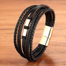 Multilayer Leather Classic Small Accessories Men's Leather Stainless Steel Bracelet For Birthday Party Lucky Present 2024 - buy cheap
