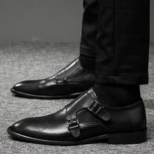 Sapatos masculinos de couro legítimo, sapatos estilo clássico oxford para homens formais sapatos de trabalho e casamento com cadarço e ponteagudo 2024 - compre barato