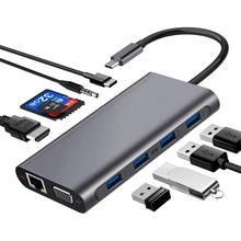 Hub usb tipo c, 11 em 1, para 4k, hdmi, vga, gigabit, porta de rede, usb, sd/tf, áudio para macbook pro, samsung galaxy sxy, s9 2024 - compre barato