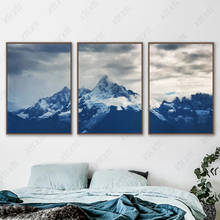 Pôster paisagem fresca retrô, pôster de neve, montanha, neblina, pintura em tela, estilo nórdico, arte impressa, imagem, decoração para casa, sala de estar 2024 - compre barato