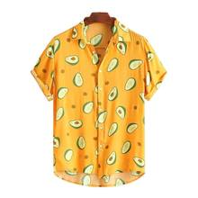 Men Hawaiian Shirt Summer Short Sleeve Tropical Plant Avocado Button Down Beach Party Cotton Plus Size Shirts 2024 - buy cheap