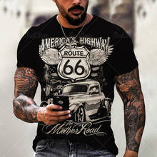 Summer Street 66 Highway Men T-Shirt  3D Printing  Oversized T Shirt Fashion O-Neck Casual Short Sleeve Comfortable Hip Hop Tops 2024 - купить недорого