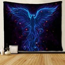 Blue Fire Phoenix Tapestries Hippie Art Wall Hanging 2024 - buy cheap