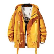 Men's streetwear hip-hop bomber jacket 2020 male Harajuku ribbon pocket windbreaker Korean fashion clothing 2024 - buy cheap