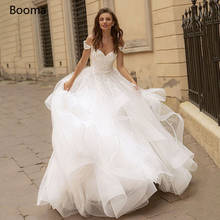 Booma-vestido de noiva longo com babados, traje para baile de noiva, com apliques de rendas 2024 - compre barato