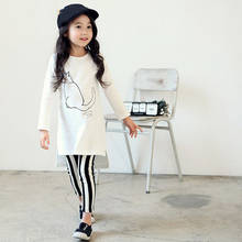 Girls Set New Autumn Cartoon Long Sleeve Children Clothes T-Shirt Black White Striped Pants Set Children Clothing 2024 - buy cheap