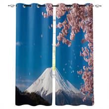 Mount Fuji Japanese Cherry Blossom Blackout Curtains For Living Room Kids Window Treatment Cortina For Kitchen Bedroom 2024 - buy cheap