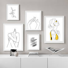 Póster de lienzo abstracto de línea curva de personaje blanco y negro, arte nórdico de pared, Impresión de lienzo, pintura minimalista, imagen, decoración del hogar 2024 - compra barato