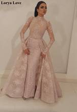 Мусульманское шампанское кружевное вечернее платье 2020 женское вечернее платье De Soiree Элегантное Длинное платье для выпускного вечера из Саудовской Аравии Vestidos 2024 - купить недорого