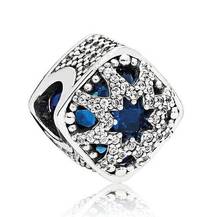 Genuine 925 Sterling Silver Charm Geometric Snowflake Glacial Beauty With Crystal Beads Fit Pandora Bracelet & Necklace Jewelry 2024 - buy cheap