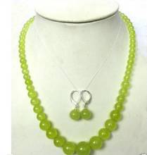 O Envio gratuito de New 6-14 milímetros Peridoto jade Rodada Beads Colar + Brincos 18" 2024 - compre barato