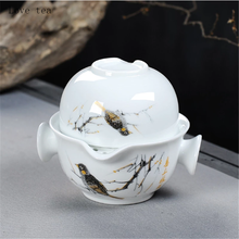 Керамическая Мини-чашка с покрытием китайского кунг-фу, чайник, чайная чашка, чайный сервиз, Белый Дорожный изысканный маленький портативный и простой набор 2024 - купить недорого
