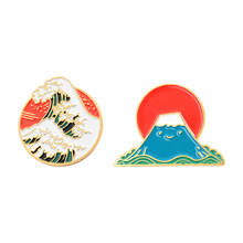 Ukiyo-broche de lapela compatível com mochila, alfinete esmaltado, estilo japonês, presente para amigos, montanha e mar ondas 2024 - compre barato