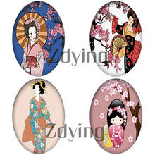 ZDYING-5 uds. Ovalados tradicionales japoneses para niñas y mujeres, cuentas de cabujones de cristal, cúpula plana, joyería, colgante, broche Base 2024 - compra barato
