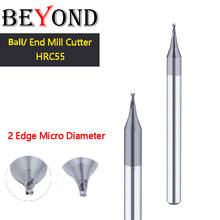 BEYOND-Fresadora Vertical tipo bola de 2 Bordes, Centro de máquina de fresado CNC de carburo de Micro diámetro, 0,15-0,9, HRC55 2024 - compra barato