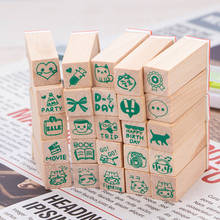 25 Pcs Korean Style Wooden Stamps Kit Cute Cartoon Pattern Wooden Seal Set Journal Card Diary Scrapbooking Seals Stamps 2024 - buy cheap