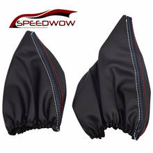 Speedwow-capa de couro pu para manopla de marcha, freio de mão, câmbio manual para bmw e46, 3 series, e36, m3 (2003-2012) 2024 - compre barato