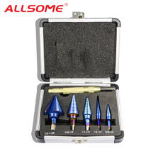 ALLSOME 6Pcs HSS Nano Blue Coated Step Drill Bit With Center Punch Set Hole Cutter Drilling Tool HT2887 2024 - buy cheap