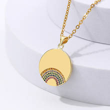 Colorful Cubic Zirconia Rainbow Pendant Necklace For Women Gold Small Round Smooth surface Choker Necklace Party Jewelry Gift 2024 - buy cheap