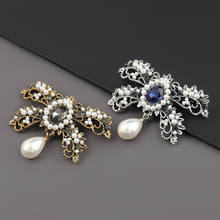 Broches de perlas de imitación Vintage para mujer, Pin elegante de moda, broche de cristal, joyería de boda 2024 - compra barato