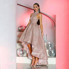 Vestido de fiesta de graduación corto de oro rosa brillante, lentejuelas brillantes, estilo árabe, barato, africano, Formal, Dubai, 2021 2024 - compra barato