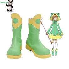 Sakura Cardcaptor: Tarjeta transparente Sakura Kinomoto, traje de batalla de rana, zapatos verdes, botas de Cosplay hechas a medida para Halloween y Navidad 2024 - compra barato