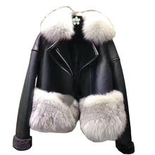 7 Colors Autumn Winter Warm Real Fur Coat Women With Real Fox Fur Trim Genuine Suede Leather Fur jackets 2024 - buy cheap