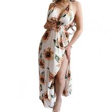 Женское богемное платье с глубоким V-образным вырезом и высокой талией 2024 - купить недорого