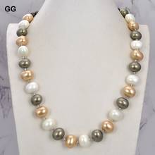 GuaiGuai Jewelry 29" 16mmx19mm Multi Color Egg Sea Shell Pearl Crystal Necklace 2024 - buy cheap