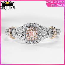 Cute Romantic Female Princess Pink Stone Ring Fashion 925 Silver Jewelry Luxury Promise Engagement Rings 2024 - buy cheap