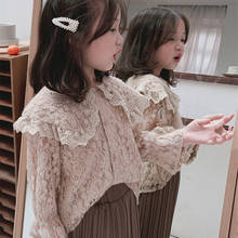 DFXD Kids Clothes Spring girls set 2PC Elegant Party Suit Outfits Toddler Full Lace Blouse Pleated Skirt Children Clothing Sets 2024 - buy cheap
