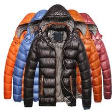 Chaquetas con capucha para hombre, Parkas informales gruesas térmicas brillantes, abrigo ajustado de marca, abrigo cálido desmontable, 2021 2024 - compra barato