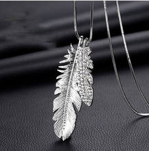 BYSPST Simple Classic pendant Necklace Feather Necklace Long Sweater Chain Statement Jewelry choker Necklace for Women 2024 - buy cheap