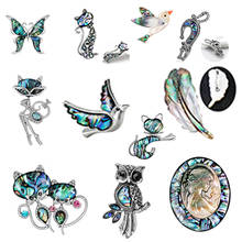 Broches con patrones de animales de concha de abulón Natural para mujer, broches de zorro esmaltado con diamantes de imitación, broche informal de fiesta, regalos 2024 - compra barato